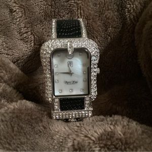 Victoria Wick rhinestone encrusted buckle bangle watch